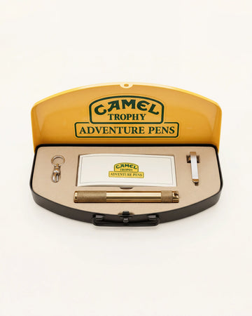 Genuine Camel Trophy Adventure Pen 'brass' with Camel Trophy Steelbox - FULL SET