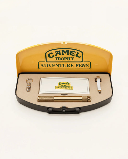 Genuine Camel Trophy Adventure Pen 'brass' with Camel Trophy Steelbox - FULL SET