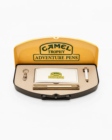 Genuine Camel Trophy Adventure Pen 'brass' with Camel Trophy Steelbox - FULL SET