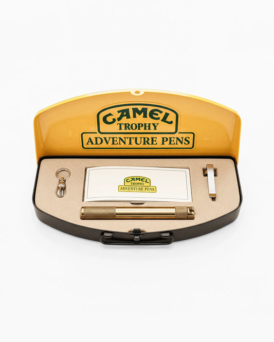 Genuine Camel Trophy Adventure Pen 'brass' with Camel Trophy Steelbox - FULL SET